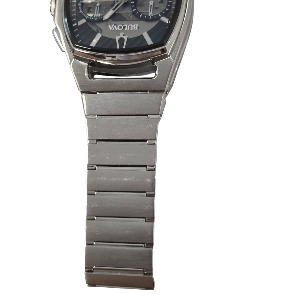 Bulova Precision Chronograph‎ Men's Watch Stainless Steel Black Dial w/ Box - Picture 7 of 10